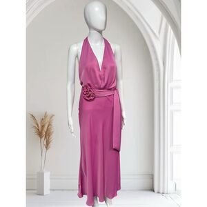 NWT Zara Pink Midi Dress with FLOWER BELT removable